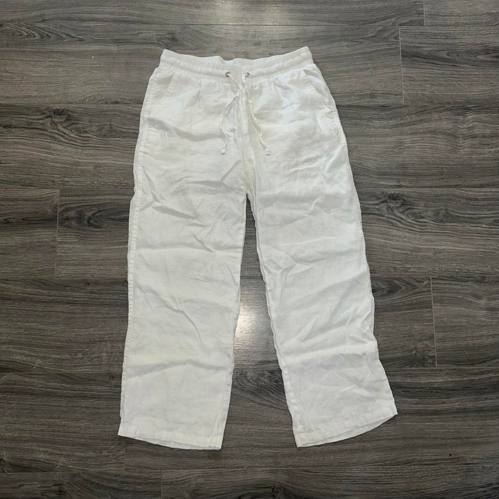 Amazon Essentials White 100% Linen Capri Pants